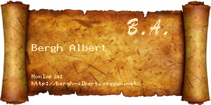 Bergh Albert névjegykártya